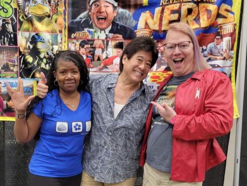 RETROMANIA in Aurora, CO 2023<br><br>Sarah and Allie with Brian Tochi<br>(TOS's Ray Tsing Tao, TNG's Ensign Lin, TMNT's Leonardo)