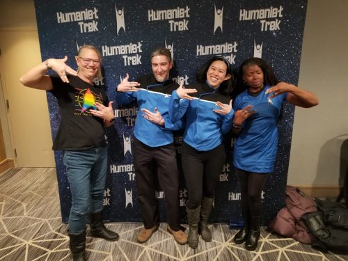 Sarah and Allie with convention attendees