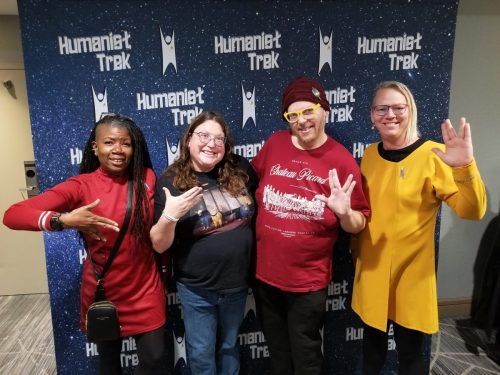 Sarah and Allie with convention attendees