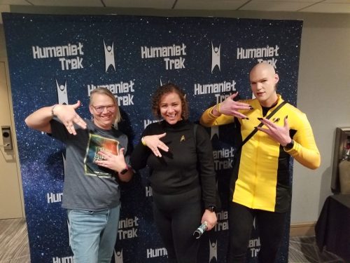 Sarah and Allie with convention attendees