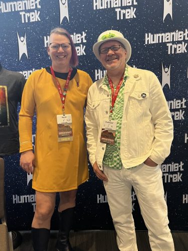 Sarah with a convention attendee