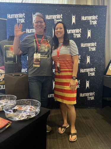 Sarah with a convention attendee
