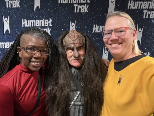 Sarah and Allie with convention attendees