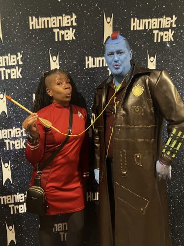 Sarah and Allie with convention attendees