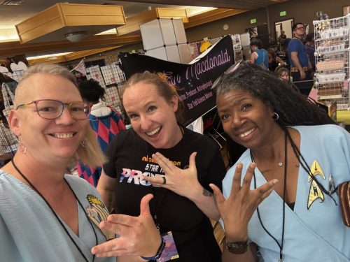 Sarah and Allie with Star Trek Science Advisor Dr. / Lieutenant Commander Erin MacDonald, PHD.