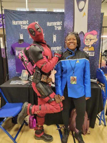 Allie with a convention guest