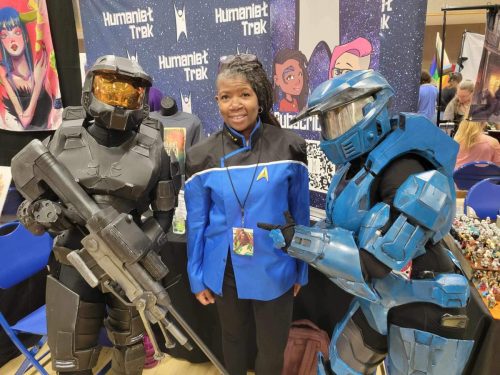 Allie with a convention guest