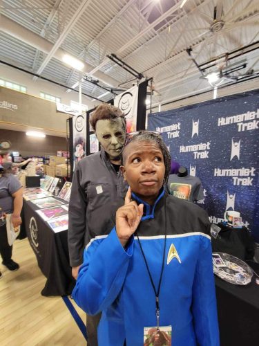 Allie with a convention guest
